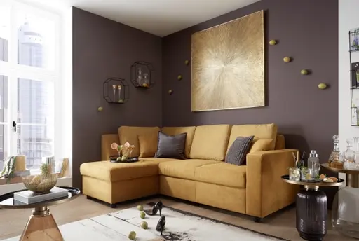 Ecksofa PRO FLEXX - Ecke links, 2-Sitzer, Stoff, Senfgelb