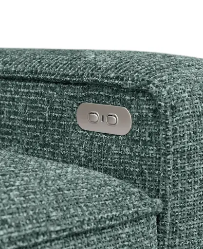 Ecksofa - Longchair links mit 2-Sitzer, Sitzvorzug motorisch, Stoff, Petrol