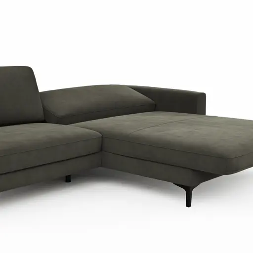 Ecksofa Oviedo - 1,5-Sitzer mit Longchair rechts inkl. Relaxfunktion (motorisch), Stoff, Braungrün