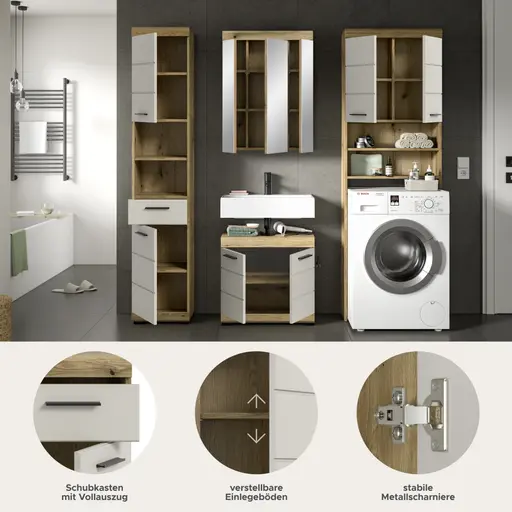 Badblock - 4-teilig, Evoke Eiche Nachbildung, Kaschmir