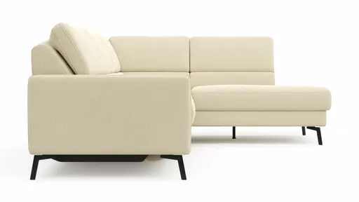 Ecksofa Valera - 3-Sitzer mit Ecke rechts inkl. Rückenlehne verstellbar und Relaxfunktion motorisch, Stoff, Natur