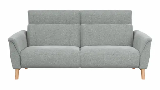 Sofa Nevin - 3-Sitzer inkl. Kopfpolsterverstellung, Stoff, Silbergrau