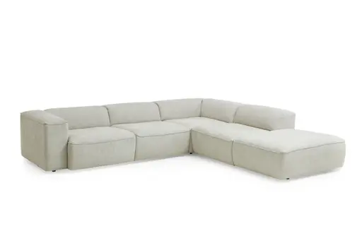 Ecksofa - 3-Sitzer mit Ecke rechts, Stoff, Natur