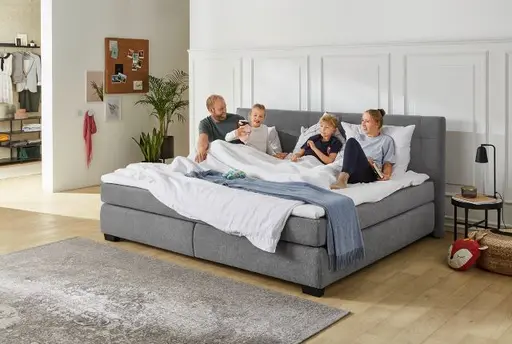Boxspringbett- Liegefläche ca. 240x200 cm, Stoff, Dunkelgrau