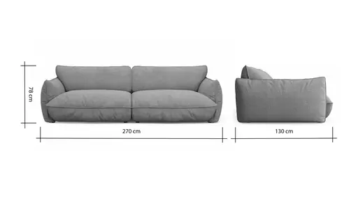 Sofa Fluffy - 4-Sitzer inkl. Rückenlehne verstellbar, Stoff, Kupfer