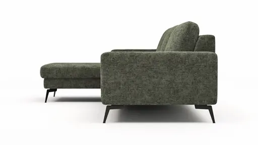 Ecksofa Enna - Longchair Links mit 3-Sitzer, Armlehne A, Stoff, Olivgrün