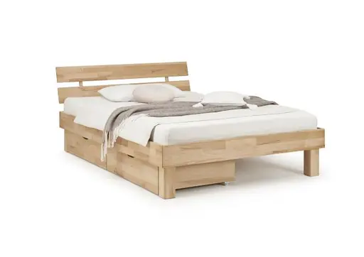 Bettgestell- Liegefläche ca. 140x200 cm, Kernbuche, Massiv, Geölt