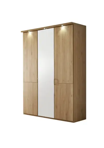 Drehtürenschrank EM Sabugal - mit Kranz, Beleuchtung, B. ca. 150 cm,  Erle teilmassiv, Kristallspiegel