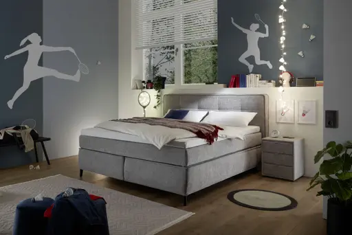 Boxspringbett- Liegefläche ca. 180x200 cm, Stoff, Grau