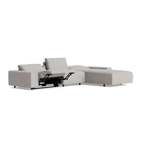 Ecksofa Serava - 2,5-Sitzer mit Longchair rechts, inkl. Relaxfunktion, Stoff, Grau