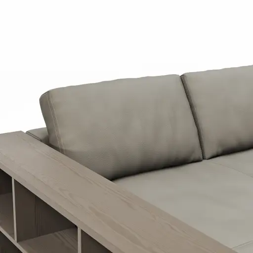 Ecksofa Aprino 1 - Longchair links mit 2,5-Sitzer, Leder, Grau