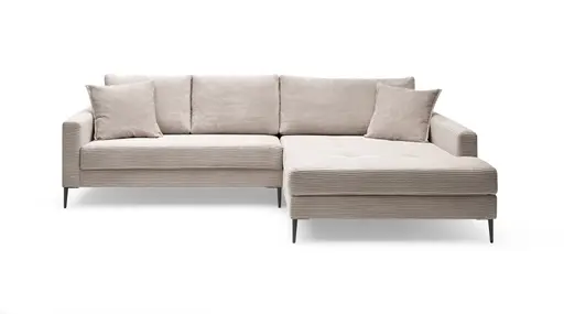 Ecksofa- 3-Sitzer, Ecke rechts, Stoff, Beige