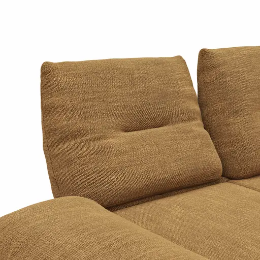 Ecksofa Lucero - 2-Sitzer mit Longchair rechts inkl. Rückenlehne/Armlehne/Sitztiefe verstellbar und drehbares Sitzelement, Stoff, Senfgelb