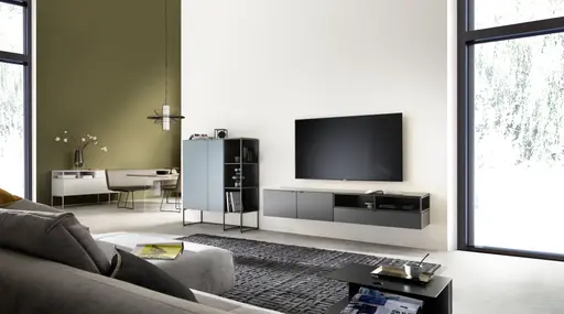 Highboard Catona - Lack matt, Graublau