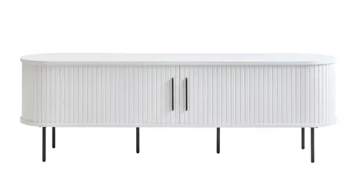 TV-Lowboard - B ca. 180 cm, Eiche Furnier, Weiß