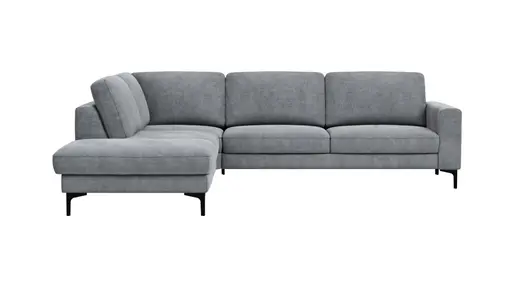 Ecksofa Oviedo - 2,5-Sitzer mit Ecke rechts, Stoff, Grau