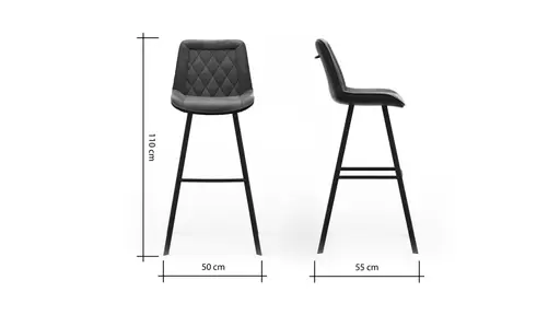 Barhocker Wesley - Stoff, Graphit