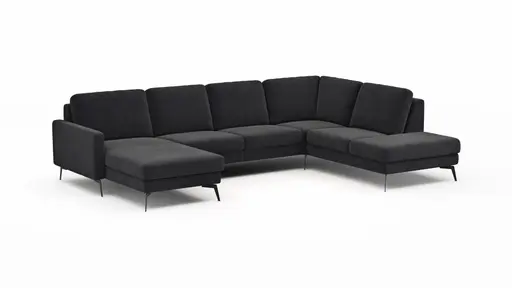 Wohnlandschaft Enna - Longchair links, 2,5-Sitzer, Ecke rechts, Stoff, Anthrazit