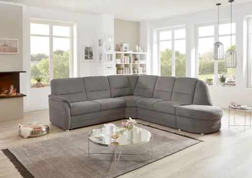 Ecksofa - 2,5-Sitzer mit Ecke rechts, Stoff, Grau