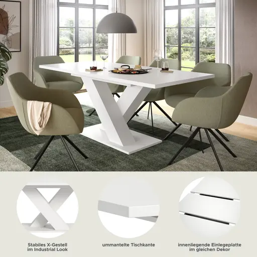 Esstisch - ausziehbar, LB ca. 150x90 cm, Weiß