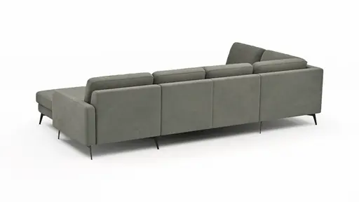 Wohnlandschaft Enna - Ecke links, 2,5-Sitzer, Longchair rechts, Stoff, Grau