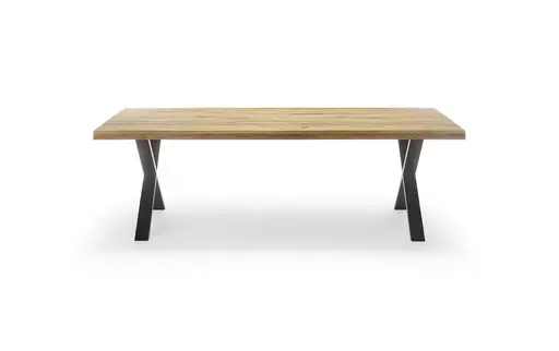 Esstisch - LB ca. 240x100 cm, Eiche; Massiv, Geölt, Baumkante, Schwarz