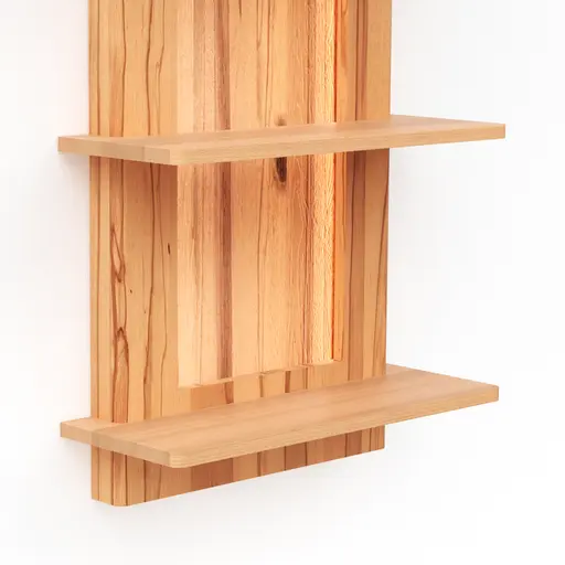 Wandregal Hillsboro - inkl. Beleuchtung, Buche/Kernbuche natur, geölt