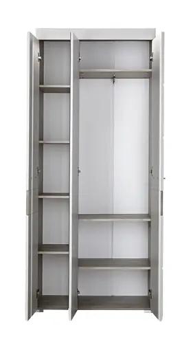 Garderobenschrank - B ca. 84 cm, Silbereiche Nachbildung, Weiß