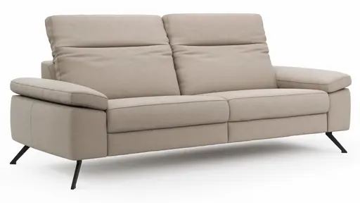 Sofa Rafaela 2.0 - 3-Sitzer inkl. Kopfteil verstellbar, Leder, Champagner