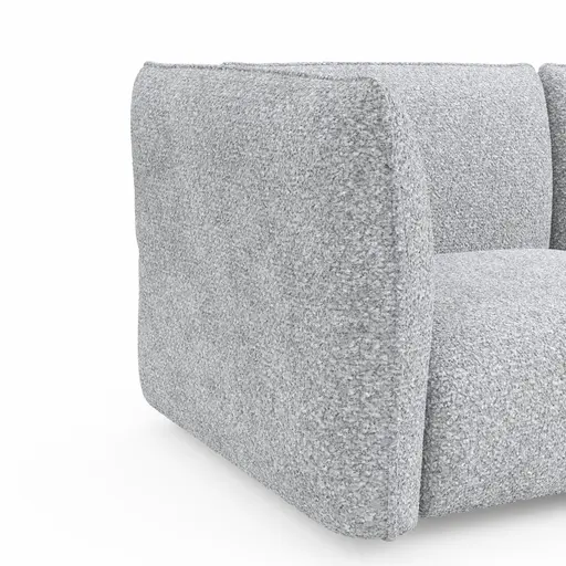 Trapezsofa Motone - 2-Sitzer mit Ecke rechts, Stoff, Hellgrau