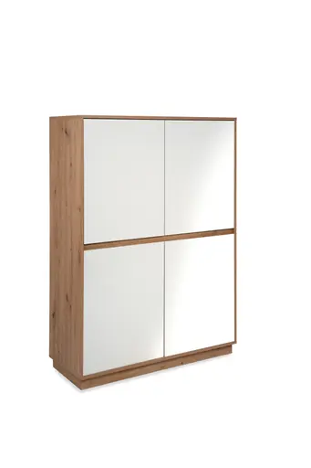 Highboard- Eiche Dekor, Weiß 