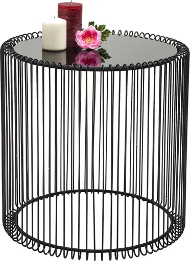 Beistelltisch-Set- Stahl, Schwarz, Glas, Schwarz