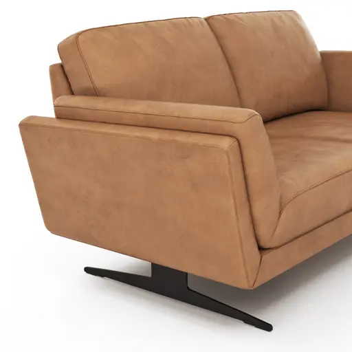 Sofa Tova - 2-Sitzer inkl. Rücken- und Armlehnfunktion, Kufe, Leder, Cognac