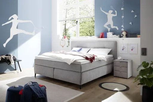 Boxspringbett- Liegefläche ca. 180x200 cm, Stoff, Grau