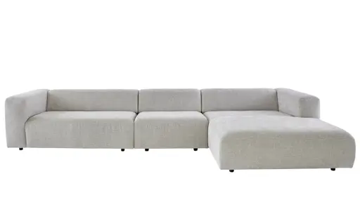 Ecksofa Caruso - 3-Sitzer, Longchair rechts, Stoff, Graubeige