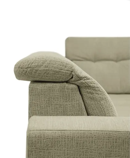 Ecksofa -2-Sitzer mit Ecke rechts, Kopfteil verstellbar, Sitztiefe verstellbar motorisch, Stoff, Sand