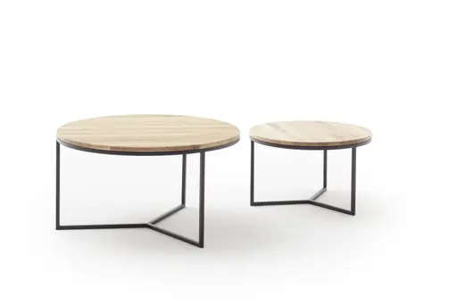 Couchtisch Joan 1 -  LBH ca. 80x80x41,5 cm, Asteiche massiv, Gestell schwarz