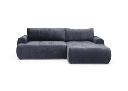 Ecksofa - 2-Sitzer mit Longchair rechts, Stoff, Dunkelblau