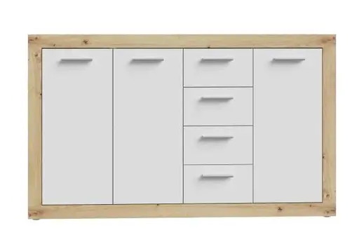 Kommode FIBI- Eiche Dekor, Weiß