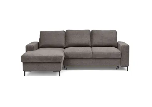 Ecksofa - Longchair links mit 2-Sitzer, Stoff, Mocca