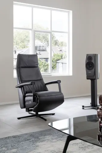 Sessel Possitano - motor. Relaxfunktion und Aufstehhilfe, Leder, Schwarz