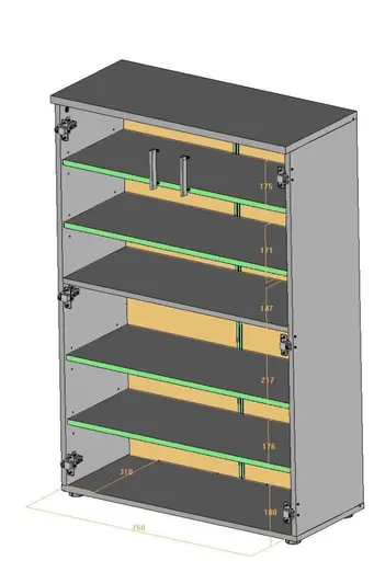 Schuhschrank - B ca. 80 cm, Weiß, Weiß Hochglanz