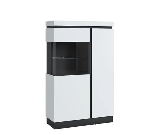 Highboard-Vitrine - Alpinweiß, Anthrazit