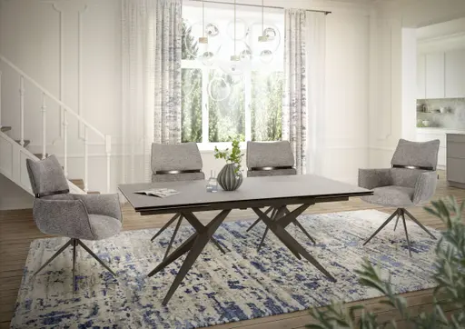 Armlehnstuhl MARJA - drehbar, Stoff, Grau