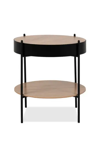 Beistelltisch -  Ø/H ca. 48x47,5 cm, Artisan Eiche Nachbildung, Schwarz