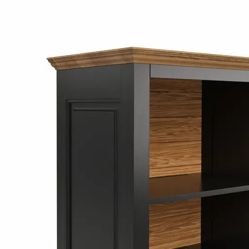 Bücherschrank Louisiana - teilmassiv, Schwarzgrau