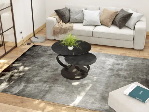 Couchtisch - Platten drehbar, LBH 75/130x75x41,5 cm, Keramik, Titan