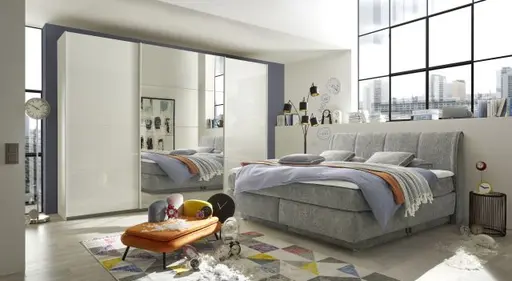 Boxspringbett JILLIAN MIX- Liegefläche ca. 180x200 cm, Stoff Mittelgrau