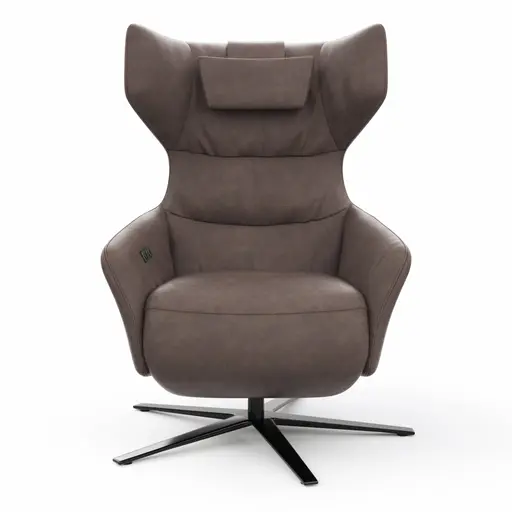Drehsessel Houston Relax - Größe M, inkl. Relaxfunktion (motorisch), Aufstehhilfe und Kopfstütze, Leder, Dunkelbraun