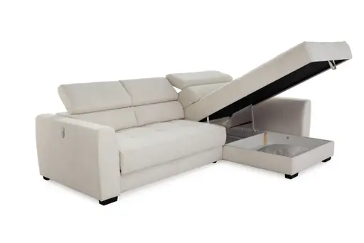 Ecksofa - 2-Sitzer, Ecke rechts, Stoff, Beige